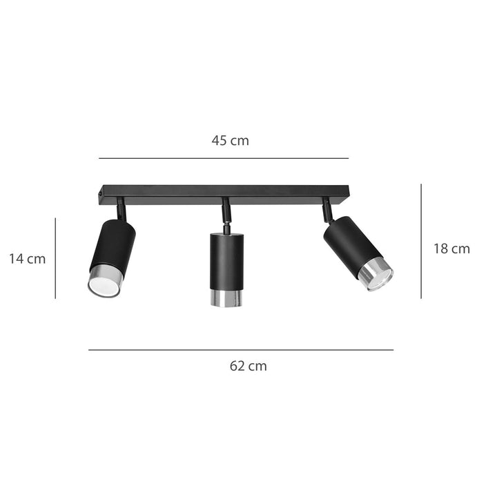 Plafoniera HIRO 3 neagra/cromat