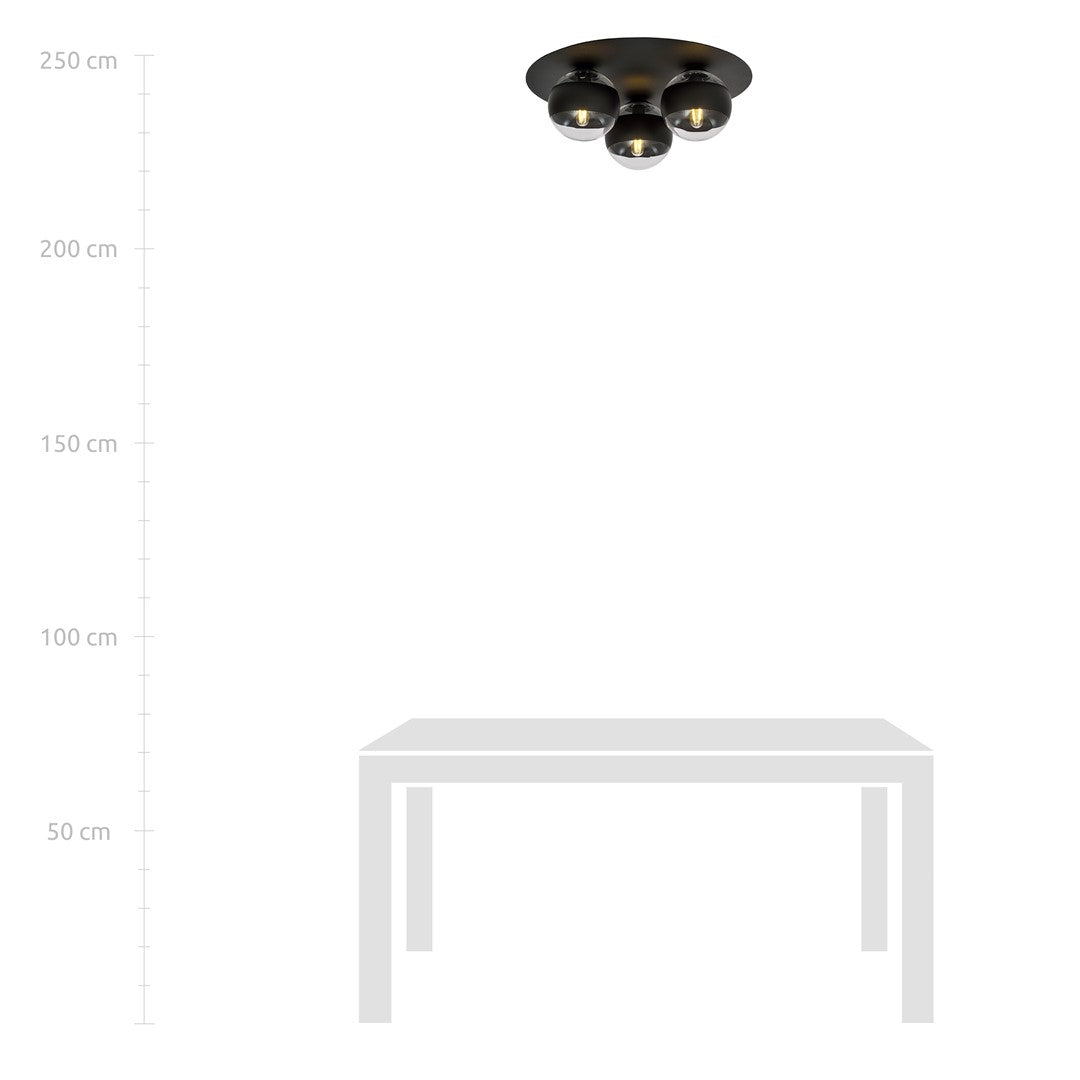 Plafoniera SOLAR 3 neagra cu dungi