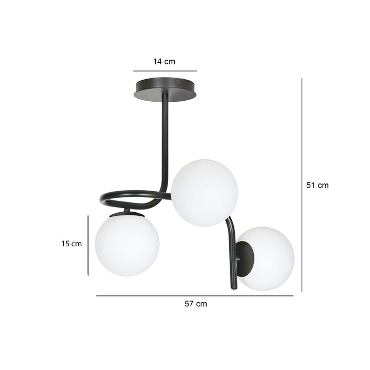 Plafoniera KALF 3 neagra