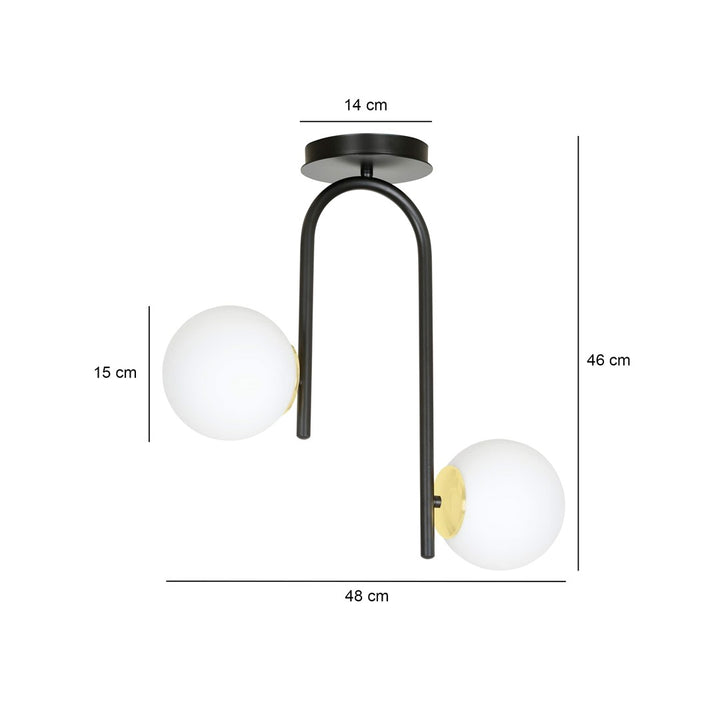 Plafoniera RAGNAR 2 neagra cu auriu