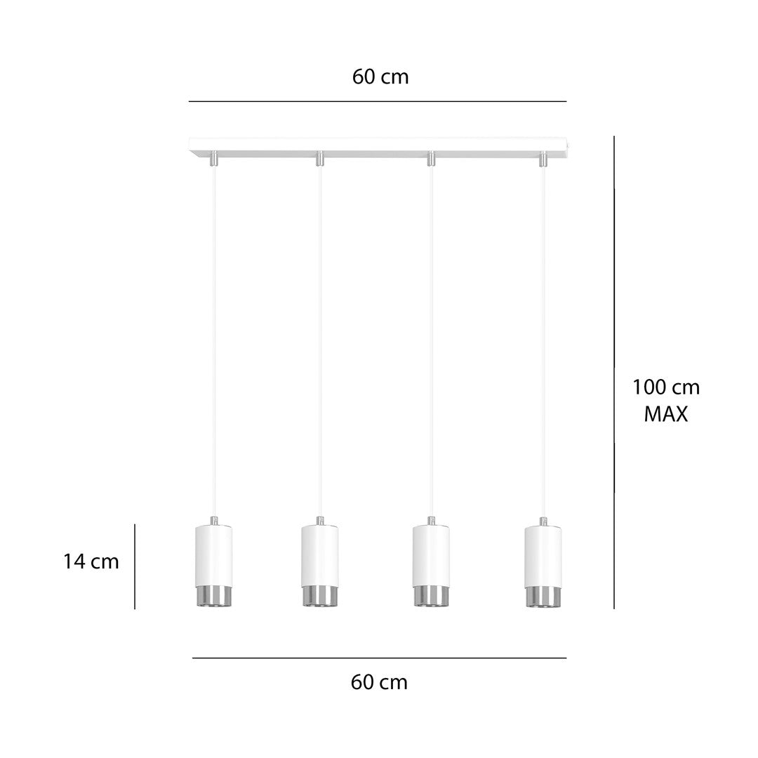 Lustra suspendata FUMIKO 4 alba/cromat