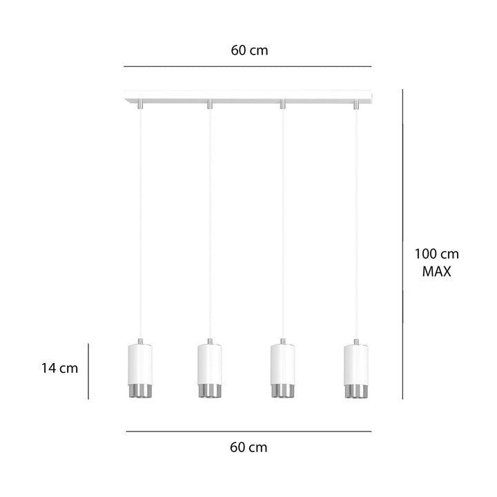 Lustra suspendata FUMIKO 4 alba/cromat