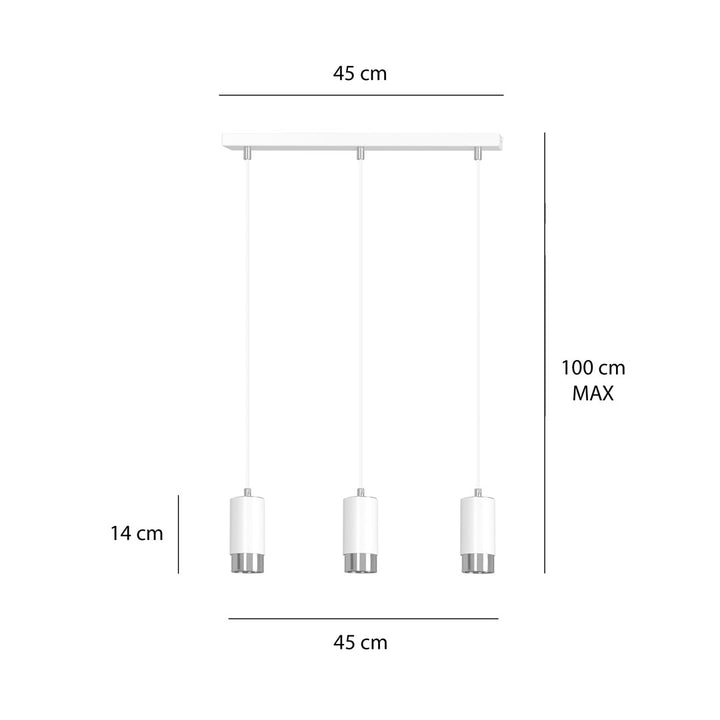 Lustra suspendata FUMIKO 3 alba/cromat