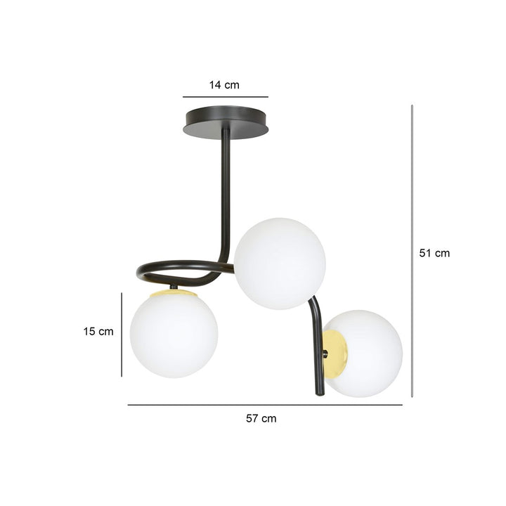 Plafoniera RAGNAR 3 neagra cu auriu