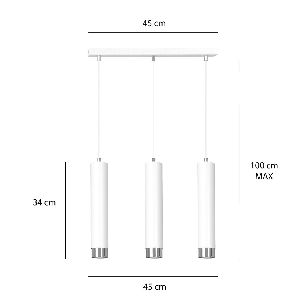 Lustra suspendata KIBO 3 alba/cromat