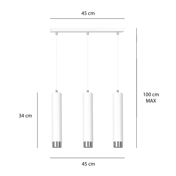 Lustra suspendata KIBO 3 alba/cromat