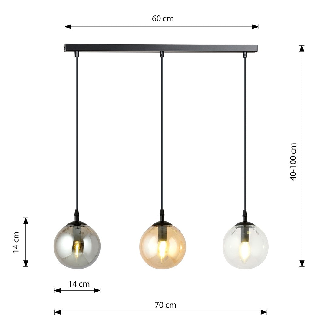 Lustra suspendata COSMO 3 neagra MIX