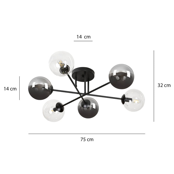 Plafoniera BRENDI 6B neagra MIX 1