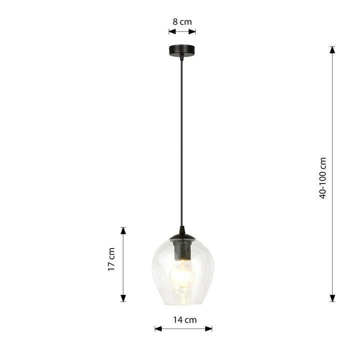 Pendul ISTAR 1 negru cu abajur transparent