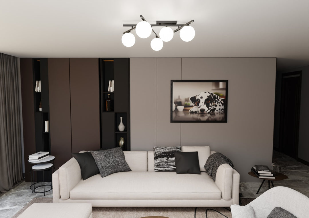 Plafoniera SMART 5 neagra si opal