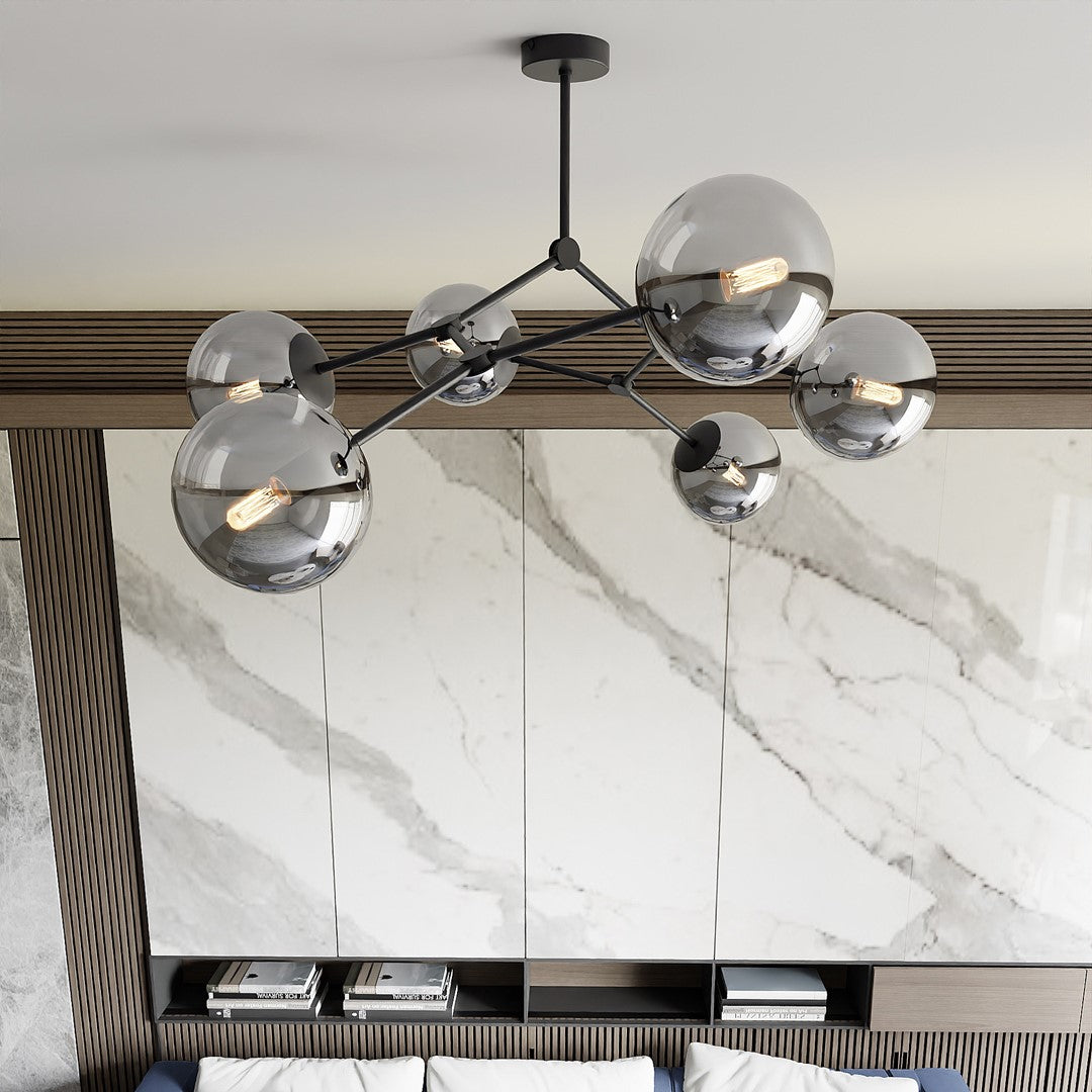 Plafoniera SPACE 6 neagra cu abajur grafit