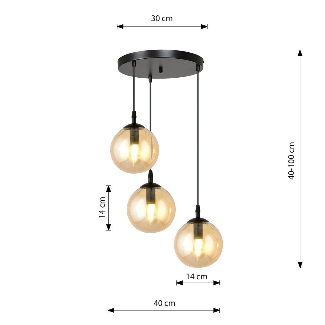 Lustra suspendata COSMO 3 neagra PREMIUM chihlimbar