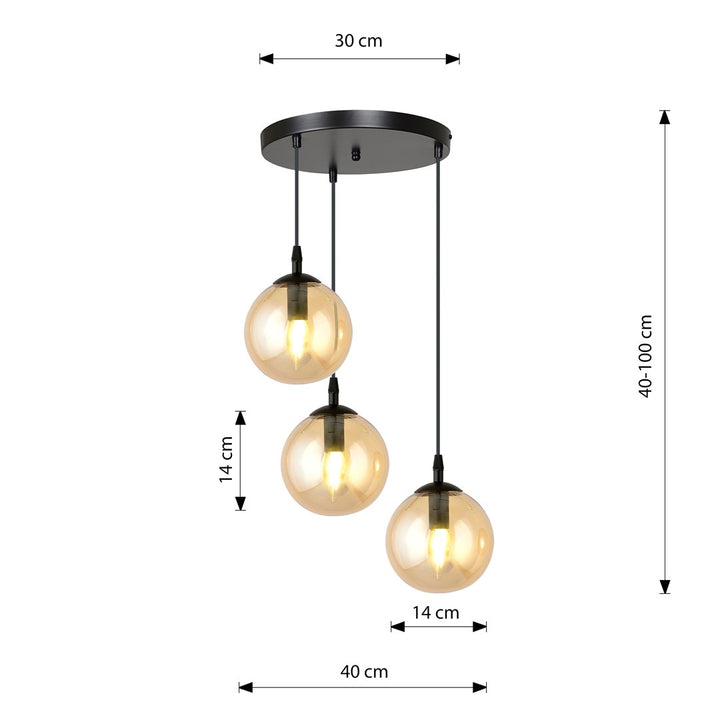 Lustra suspendata COSMO 3 neagra PREMIUM chihlimbar