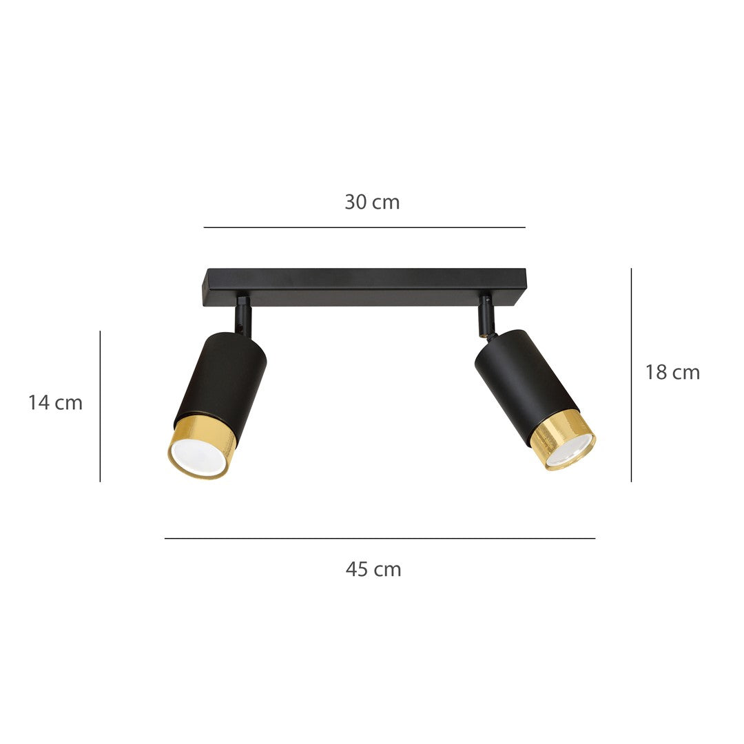 Plafoniera HIRO 2 neagra/auriu
