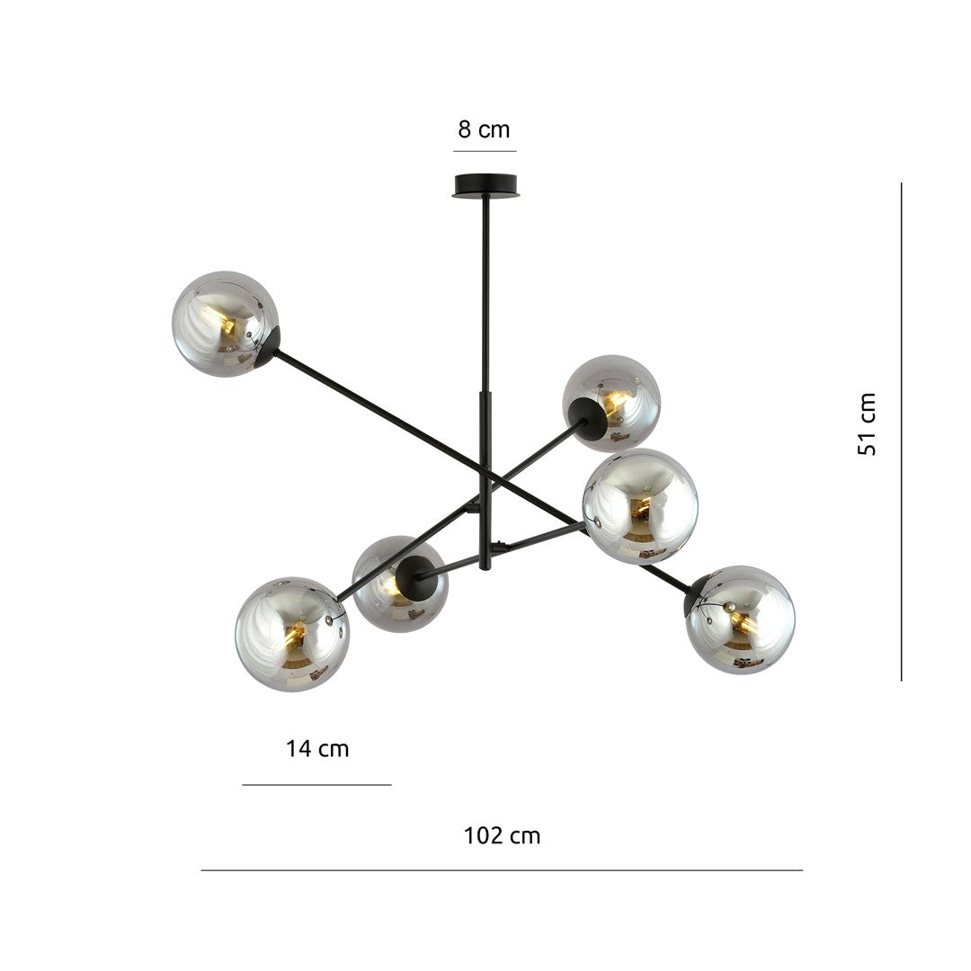 Lustra LINEAR 6 neagra/grafit