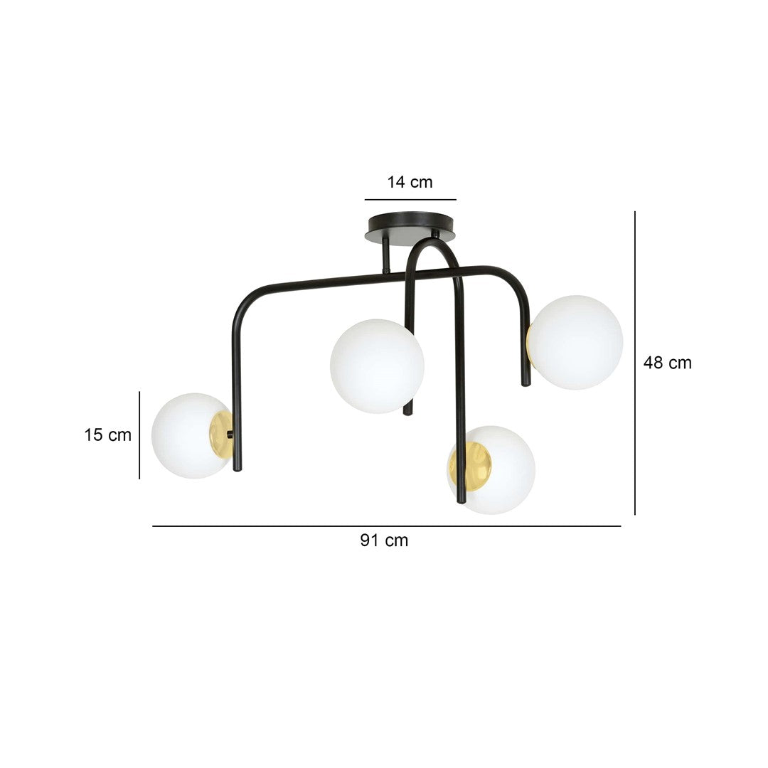 Plafoniera RAGNAR 4B neagra cu auriu