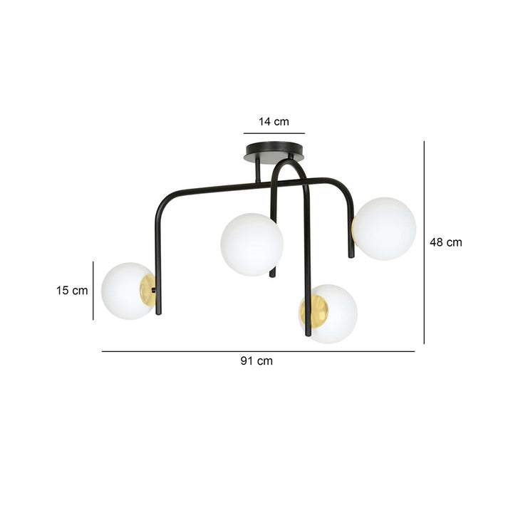 Plafoniera RAGNAR 4B neagra cu auriu