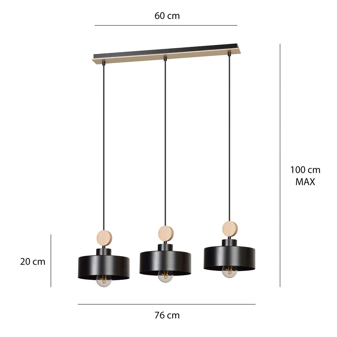 Lustra suspendata TUNISO 3 neagra