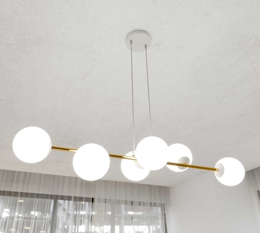 Lustra suspendata GRAVITY 6 alba auriu