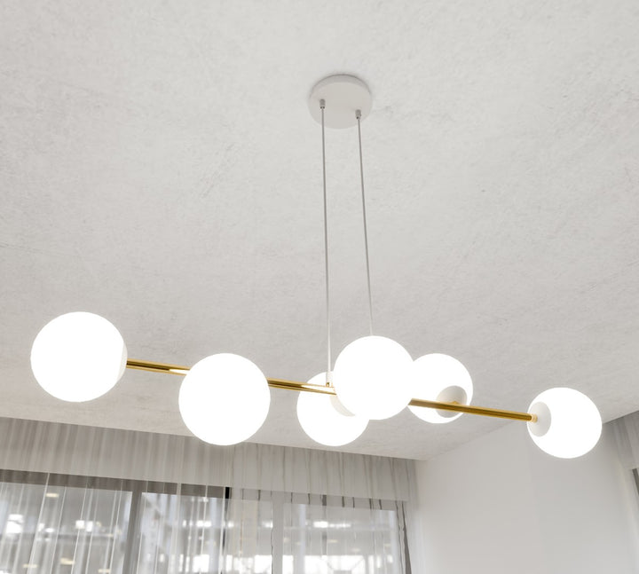Lustra suspendata GRAVITY 6 alba auriu