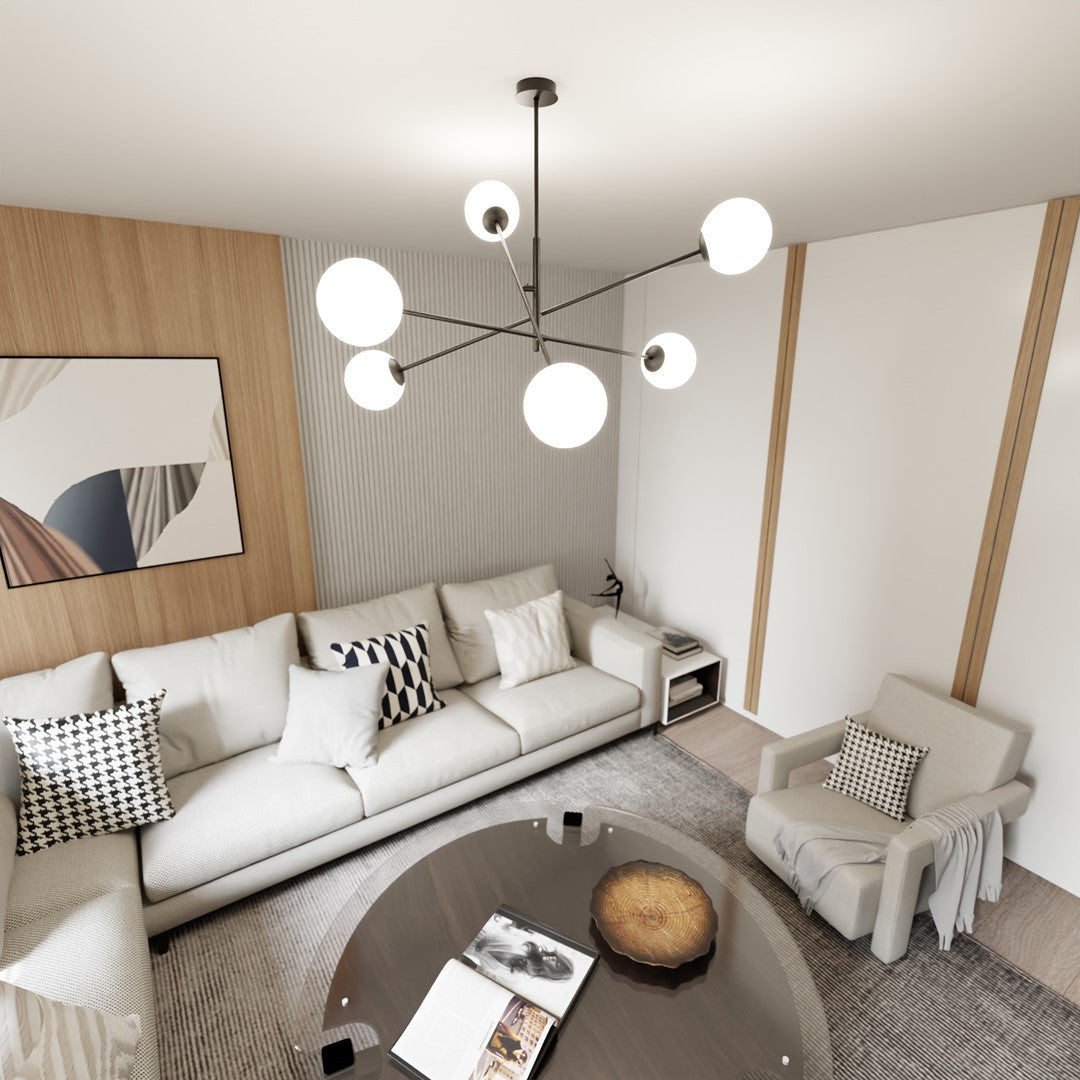 Lustra LINEAR 6 neagra/opal