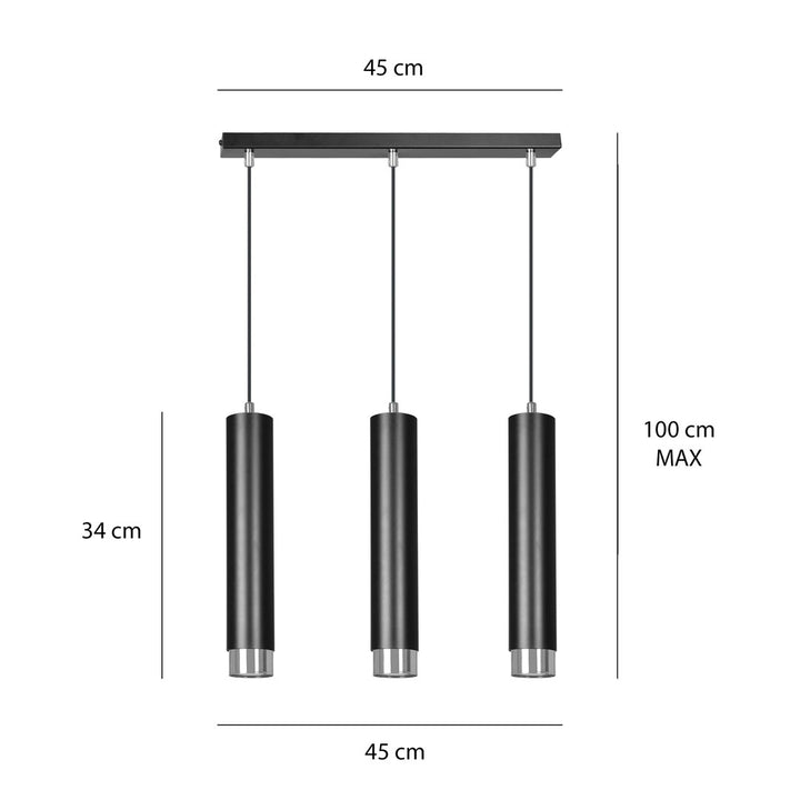 Lustra suspendata KIBO 3 neagra/cromat