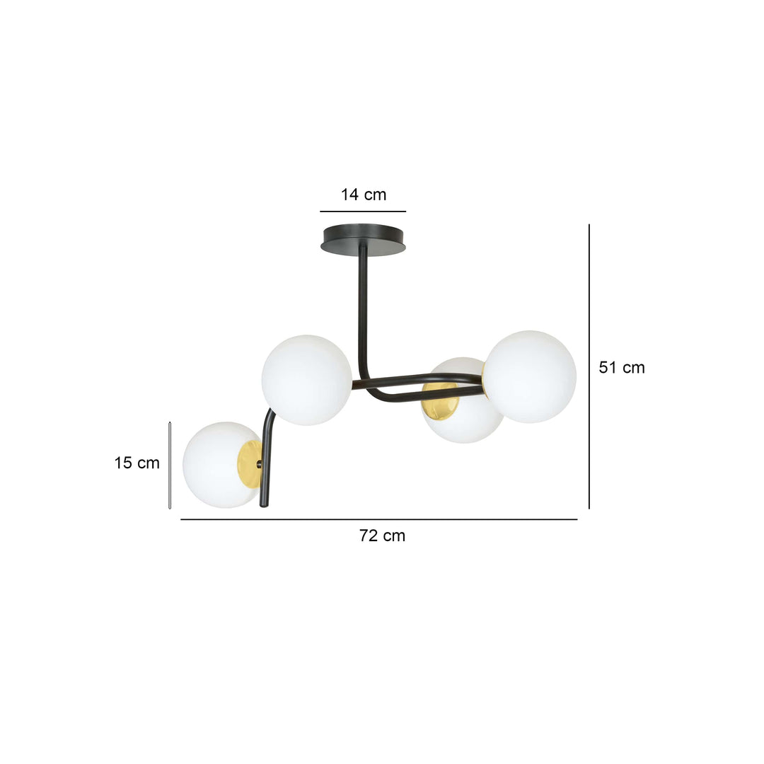 Plafoniera RAGNAR 4A neagra cu auriu