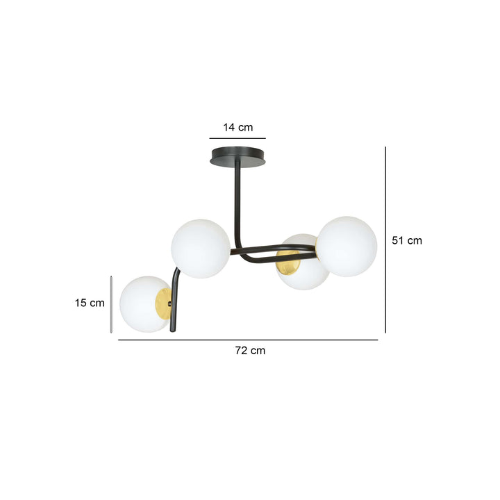 Plafoniera RAGNAR 4A neagra cu auriu
