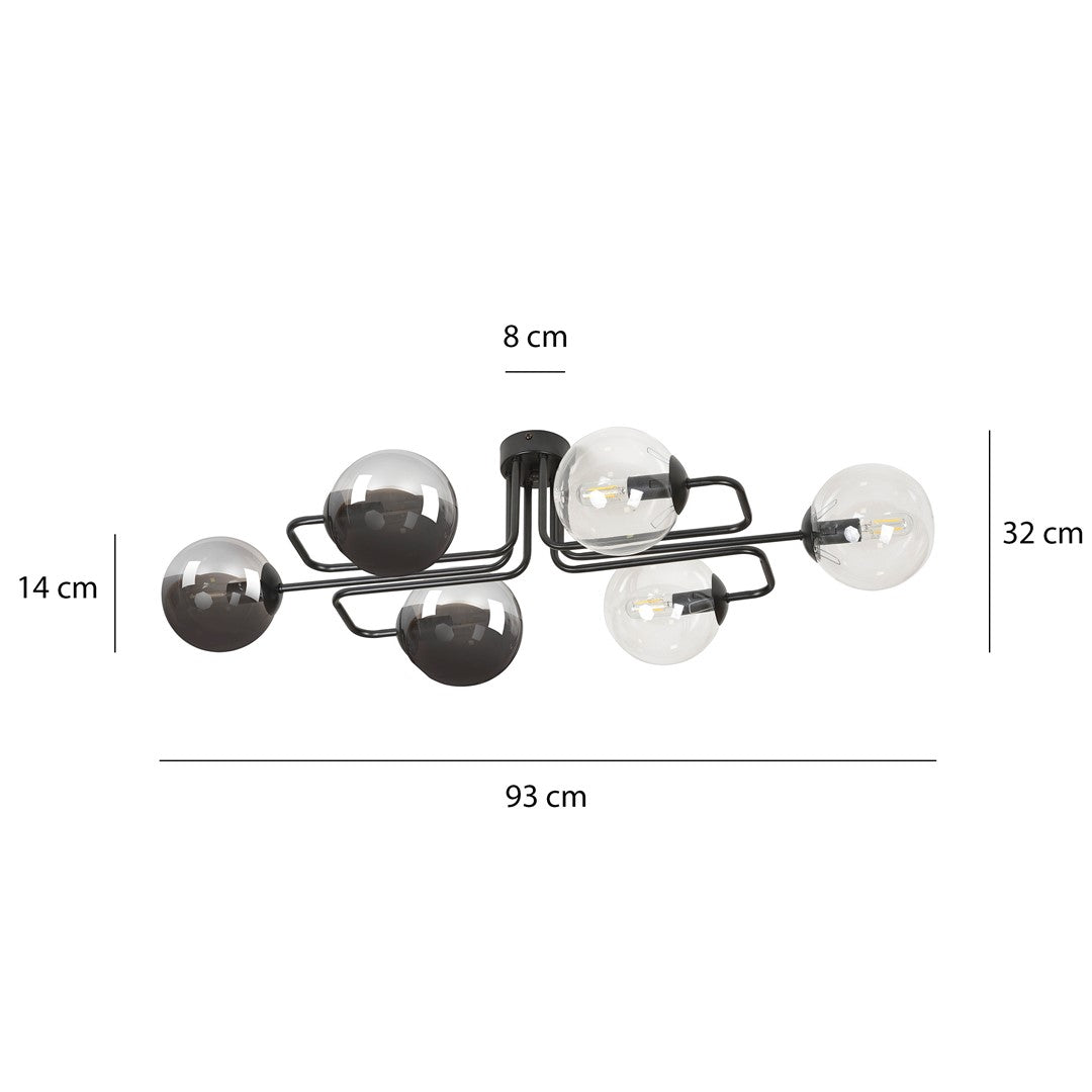 Plafoniera BRENDI 6A neagra MIX 3