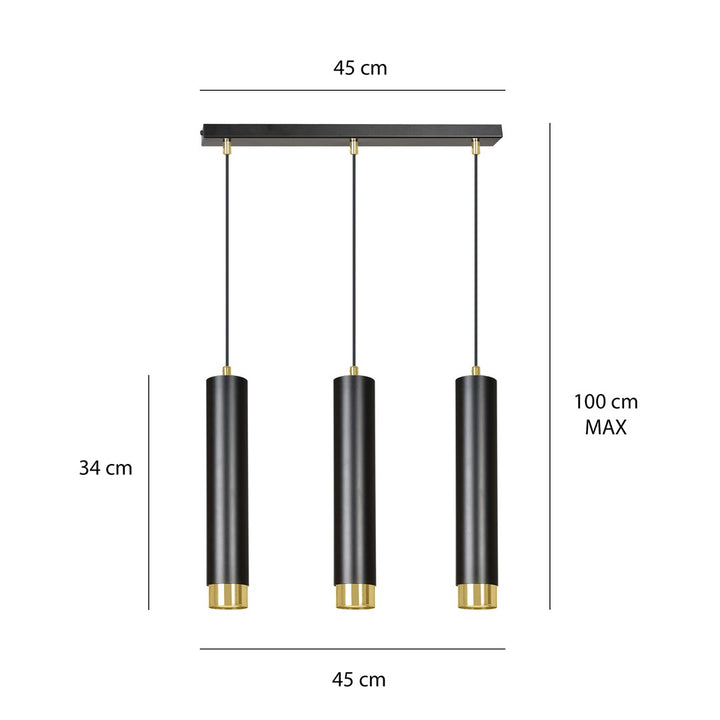 Lustra suspendata KIBO 3 neagra/auriu