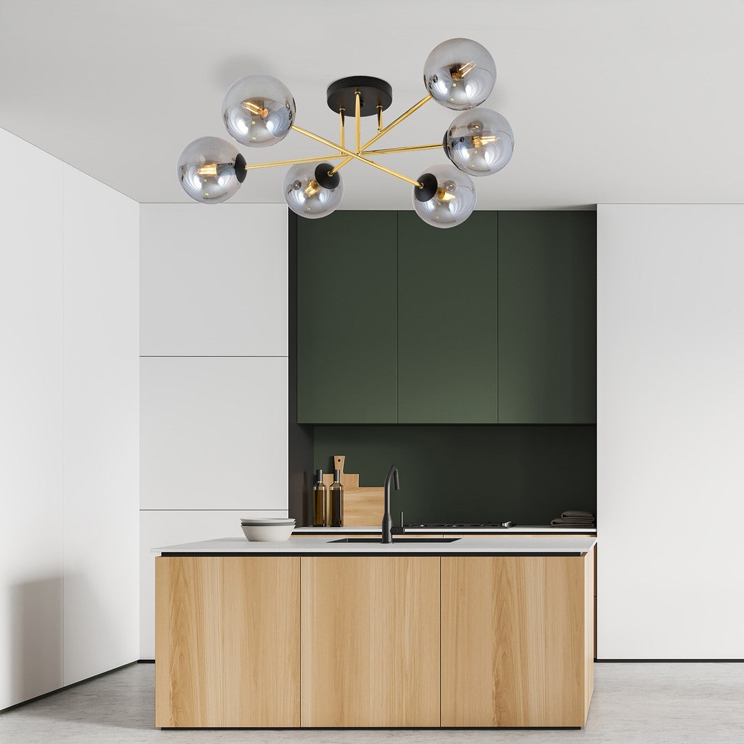 Lustra MAGNUM 6 neagra si abajur grafit