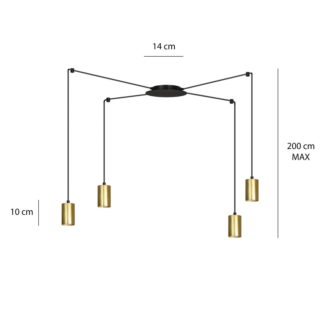Lustra suspendata TRAKER 4 neagra/auriu