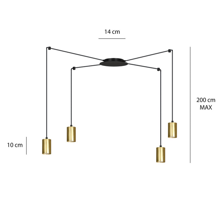 Lustra suspendata TRAKER 4 neagra/auriu