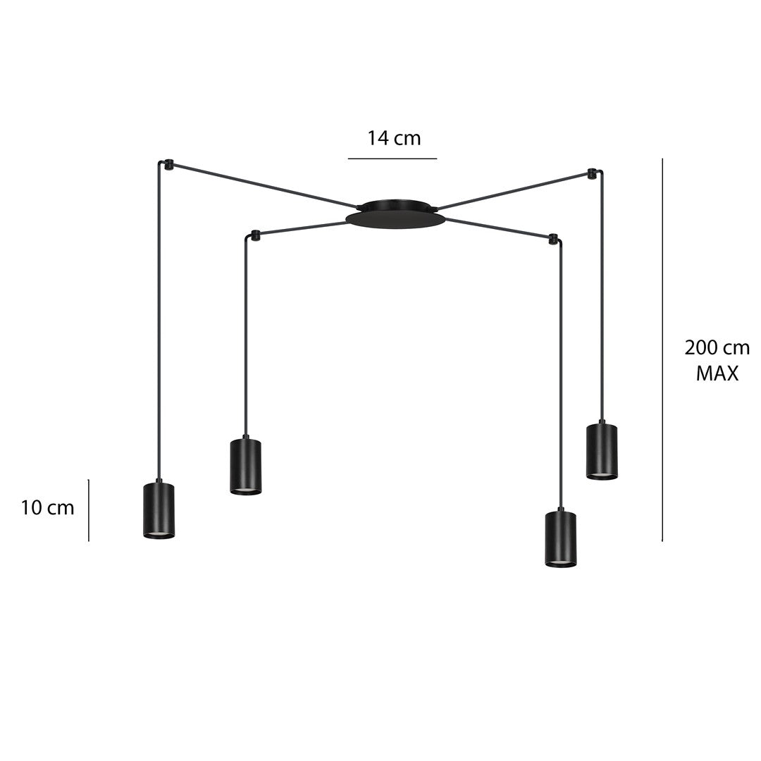 Lustra suspendata TRAKER 4 neagra/neagra