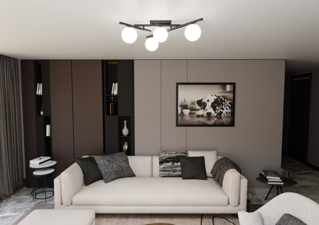 Plafoniera SMART 4 neagra si opal