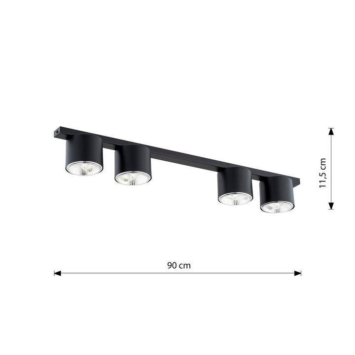 Plafoniera cu 4 spoturi NANO 4 neagra