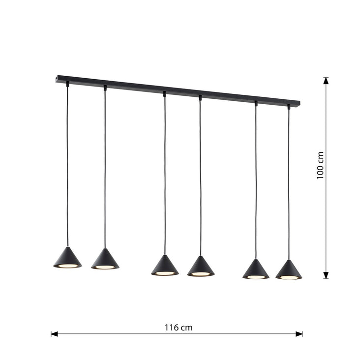 Lustra suspendata cu abajur conic ELIT 6 neagra
