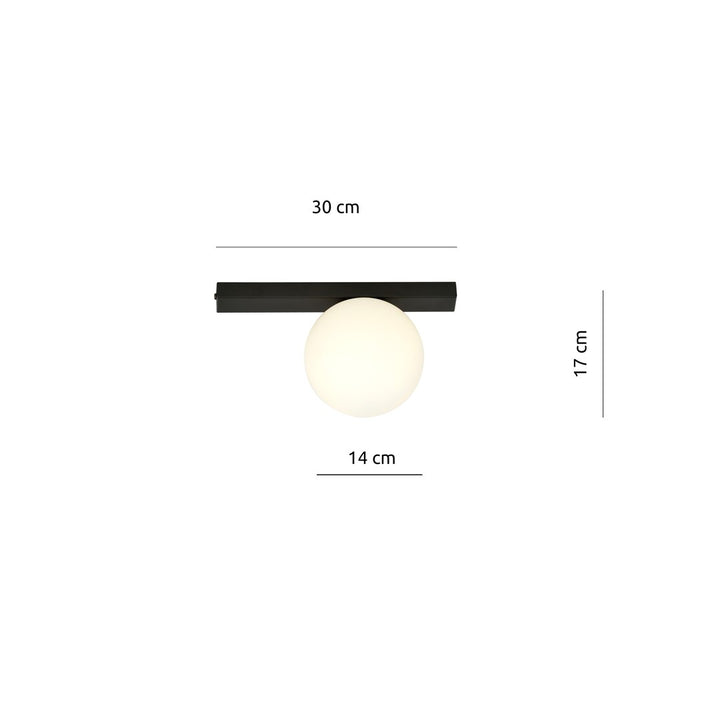 Plafoniera FIT 1 neagra cu abajur opal