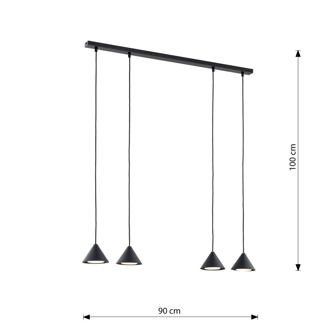 Lustra suspendata cu abajur conic ELIT 4 neagra
