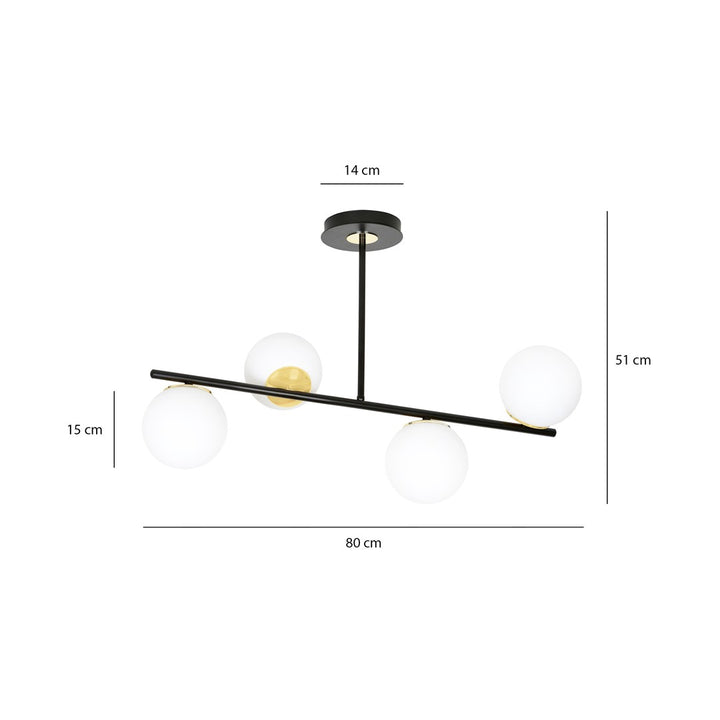 Lustra FLOKI 4 neagra cu auriu