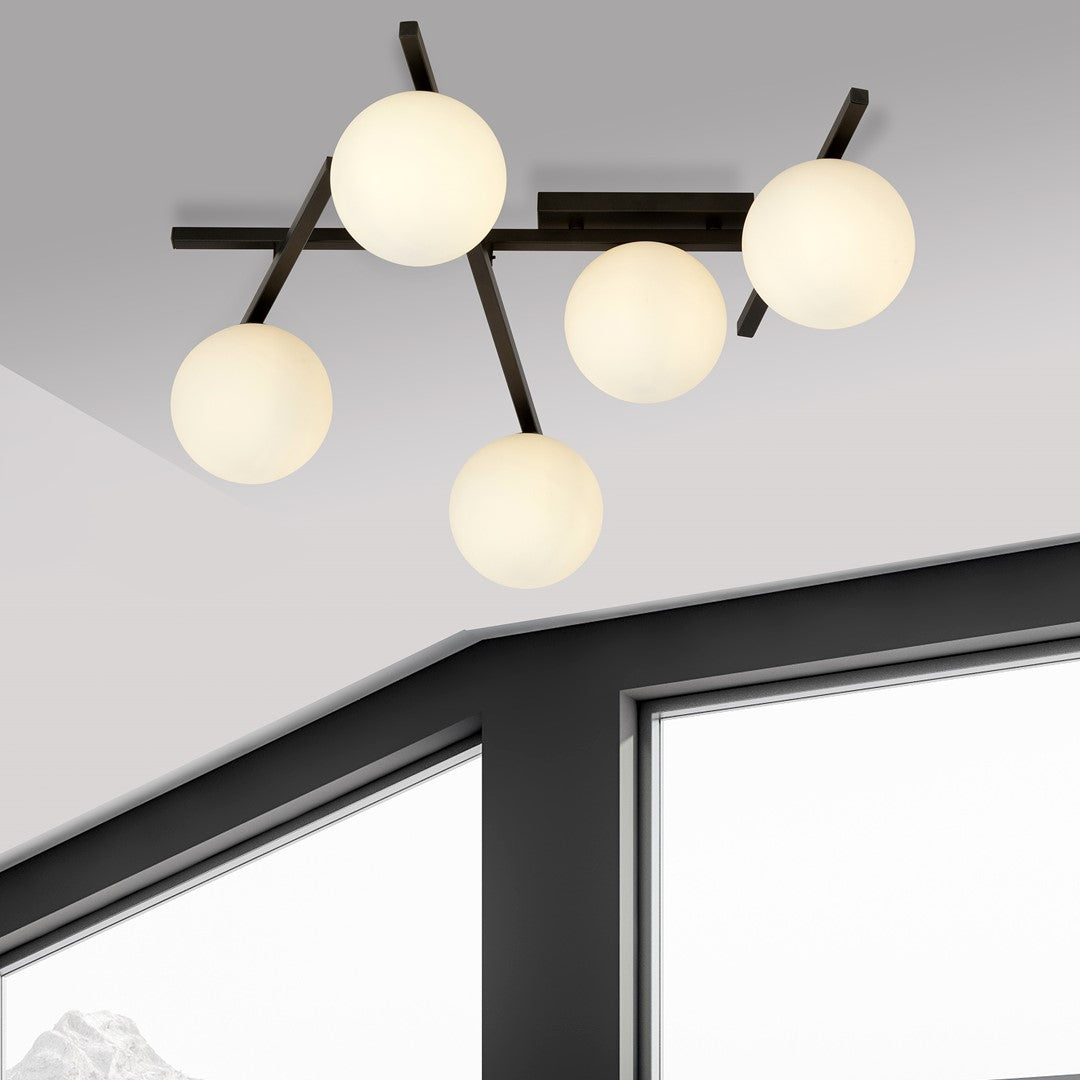 Plafoniera SMART 5 neagra si opal