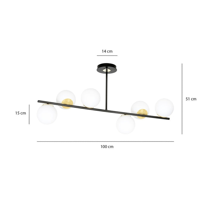 Lustra FLOKI 6 neagra cu auriu