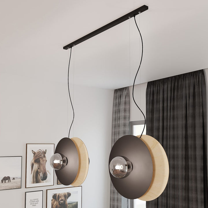 Lustra suspendata SOHO 4 neagra cu abajur grafit