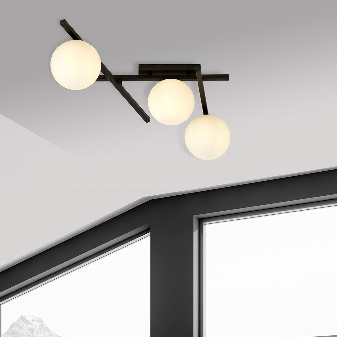 Plafoniera SMART 3 neagra si opal