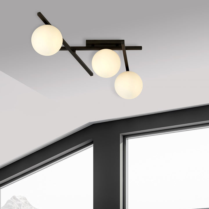 Plafoniera SMART 3 neagra si opal