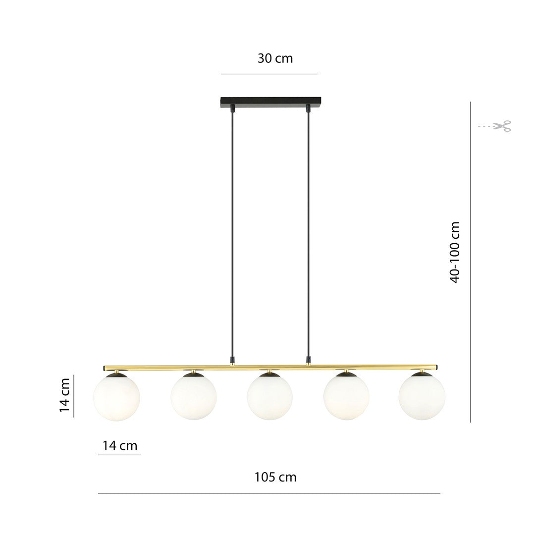 Lustra suspendata ALLORA 5 neagra OPAL