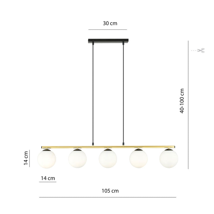 Lustra suspendata ALLORA 5 neagra OPAL