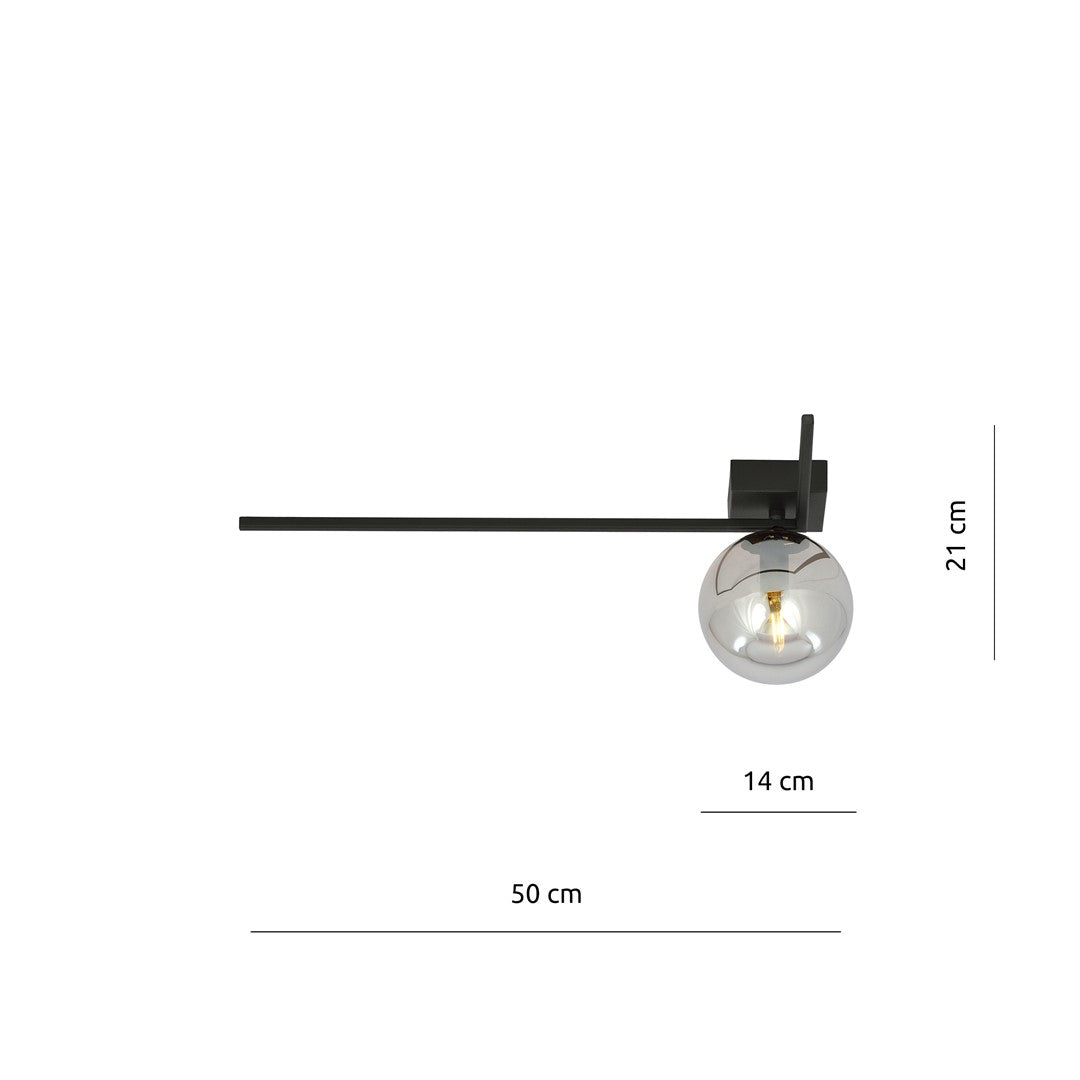 Plafoniera IMAGO 1F neagra cu abajur grafit