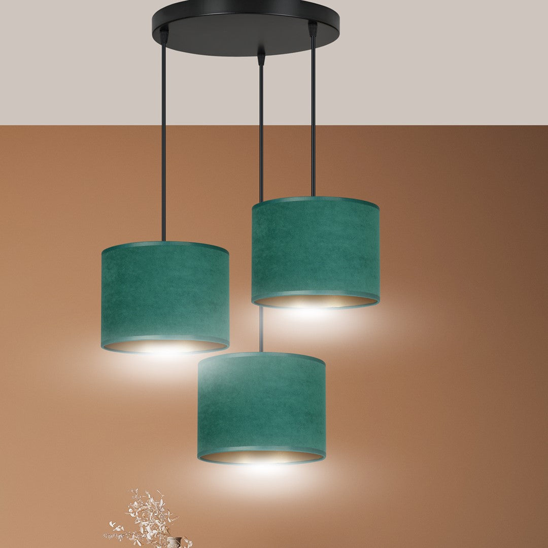 Lustra suspendata HILDE 3 neagra PREMIUM verde
