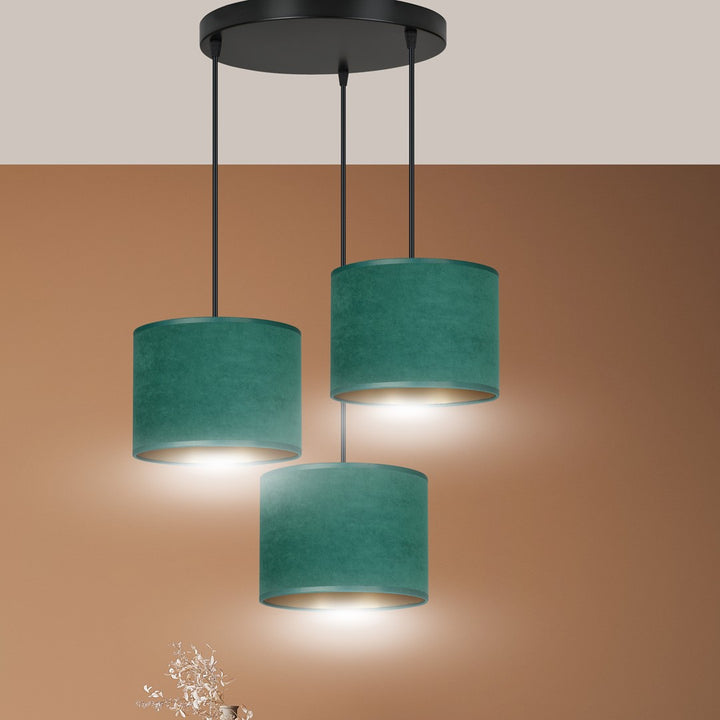 Lustra suspendata HILDE 3 neagra PREMIUM verde